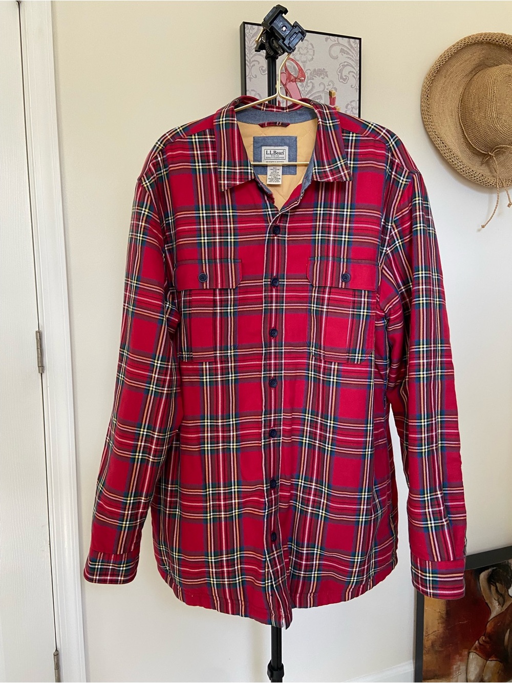 L.L. Bean Men’s Red Plaid Button-Down Shirt